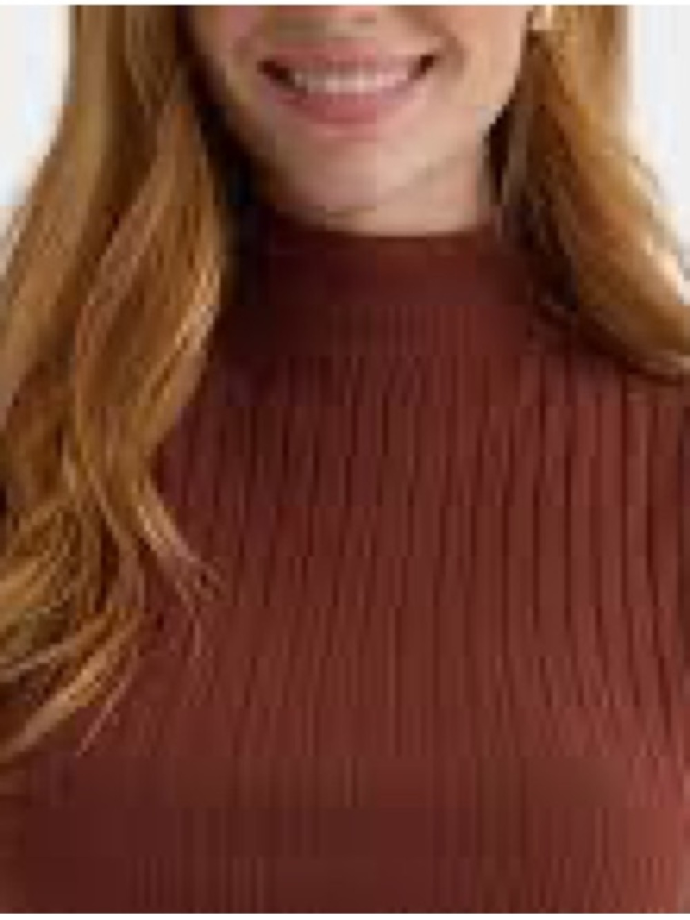 Altar'd State Ribbed Mock Neck Sweater - Rust Brown